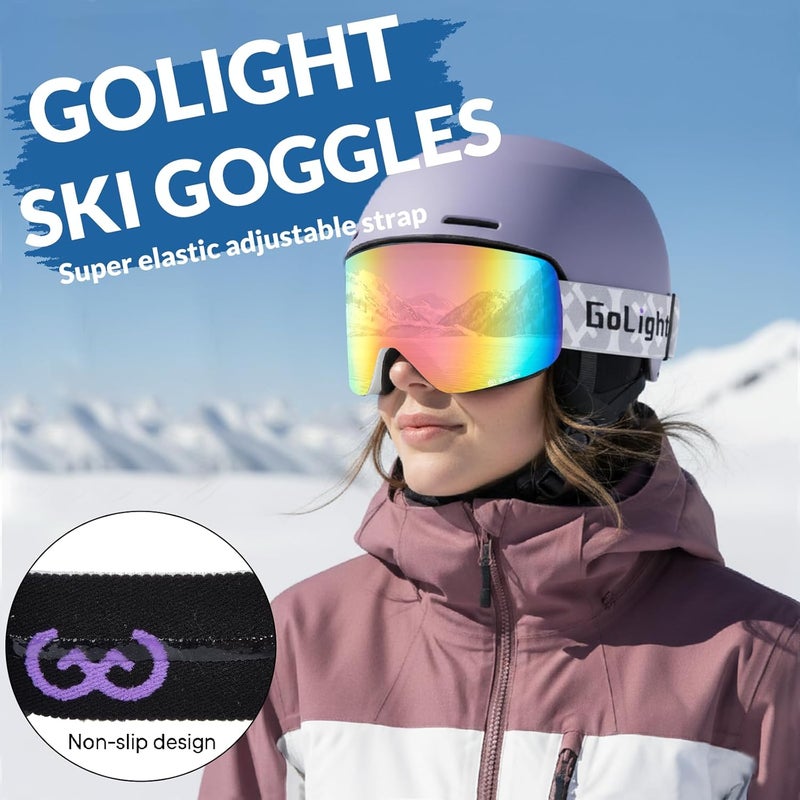 Golight XL Frameless Ski Goggles – OTG Snowboard Goggles with Anti-Fog Lens, UV400 REVO Mirror Protection for Men & Women - Image 2